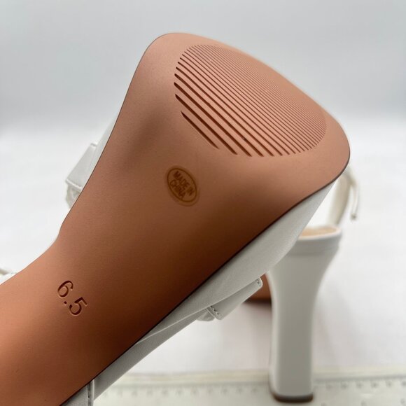 White Open Toe Strappy Platform Sandals Slingback High Chunky Heel Party Shoes - Picture 5 of 7